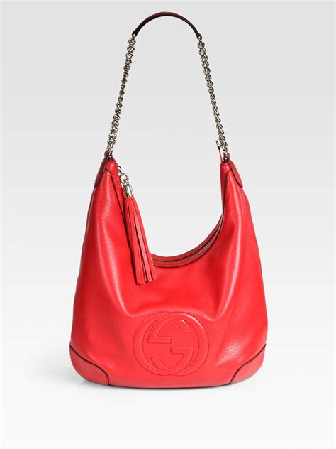 gucci soho hobo leather chain shoulder bag